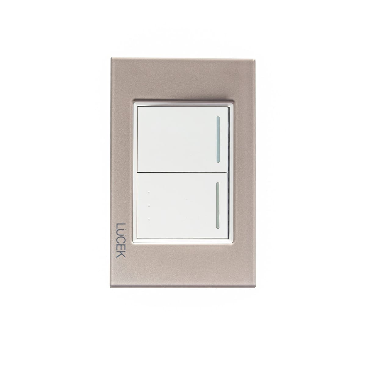 Placa cristal con 1 interruptor sencillo y 1 de escalera de 1.5 módulos BP02/3CDM-LUCEK
