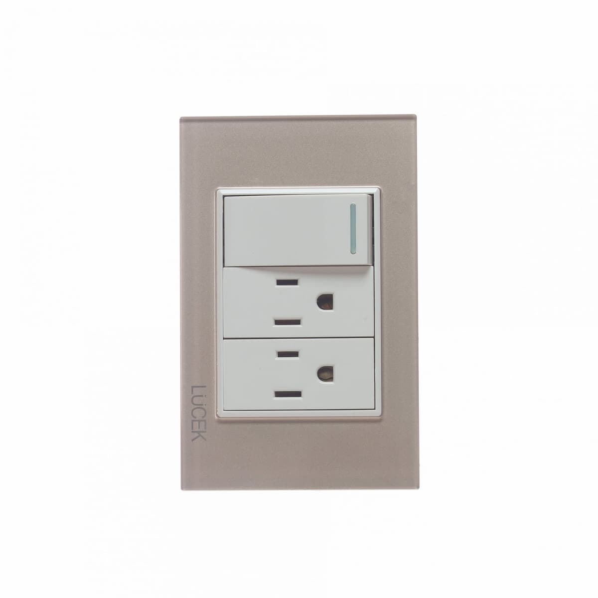 Placa cristal con 1 interruptor sencillo y 1 contacto de 1 módulo BP20CDM-LUCEK