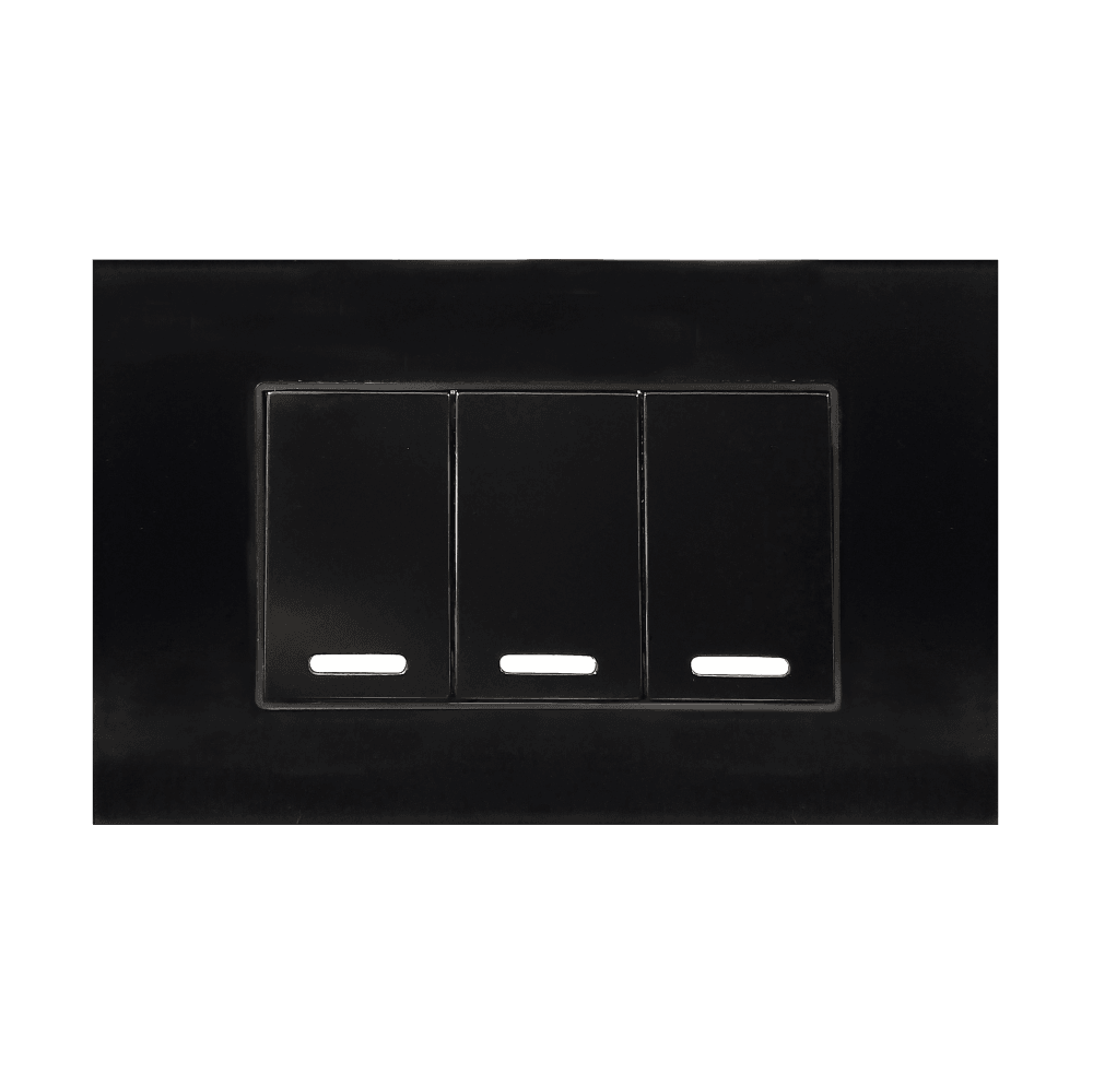 Placa con acrílico negro con 3 apagadores 24mm 8843915- ARGOS