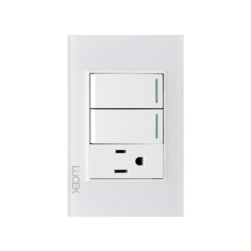 Placa cristal con 2 interruptores sencillos y 1 contacto 1 módulo BP19CBB -LUCEK