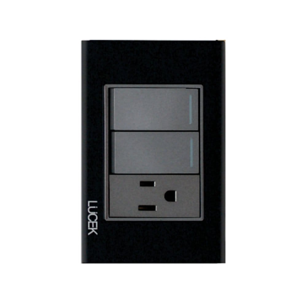 Placa cristal con 2 interruptores sencillos 1 contacto 1 módulo BP19CNN - Lucek