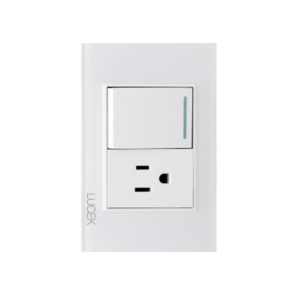Placa cristal con 1 interruptor sencillo y 1 contacto 1.5 BP07CBB -LUCEK