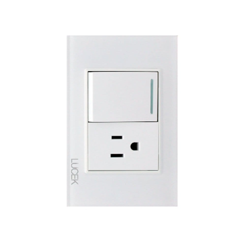 Placa cristal con 1 interruptor sencillo y 1 contacto 1.5 BP07CBB -LUCEK
