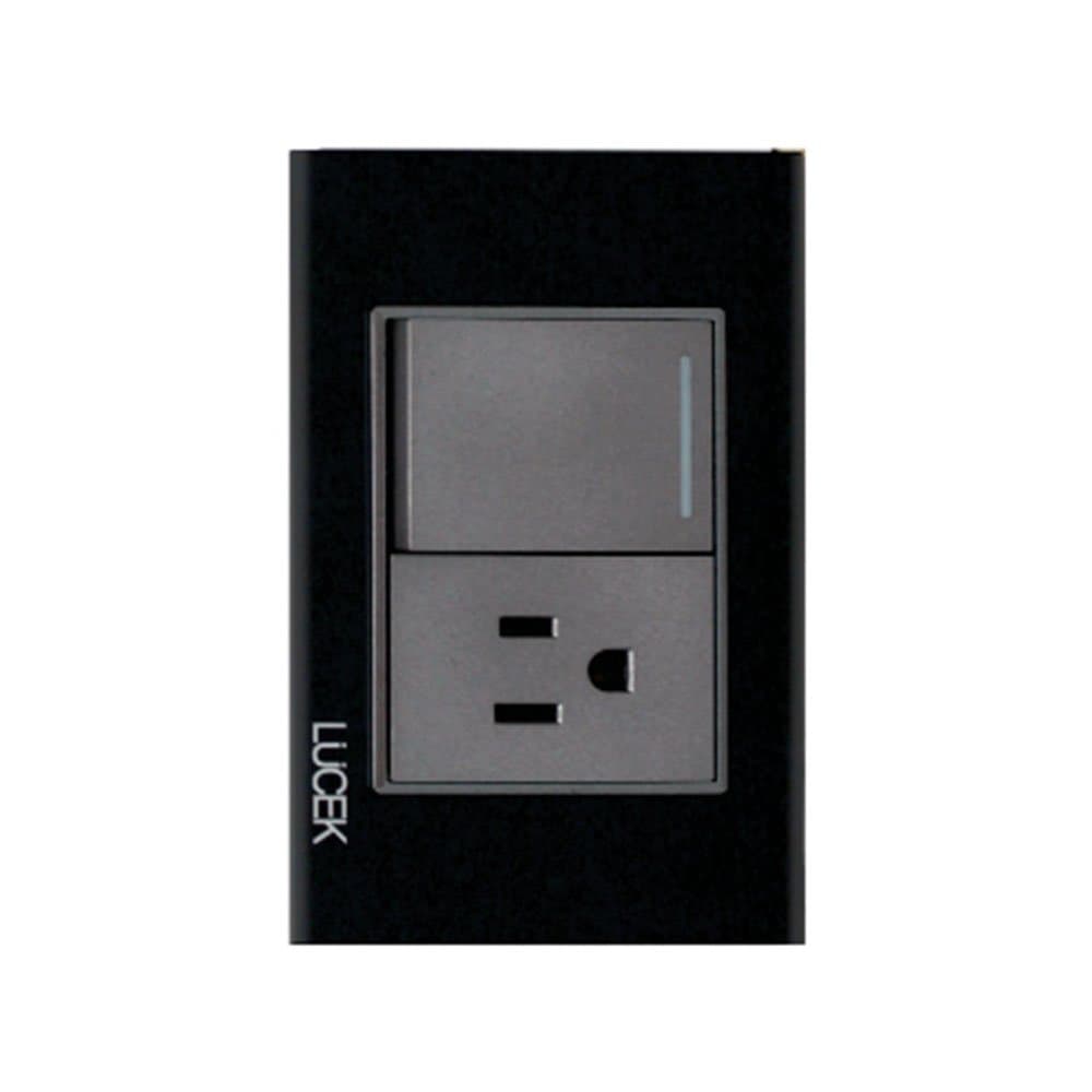 Placa cristal 1 interruptor sencillo 1 contacto 1.5- LUCEK