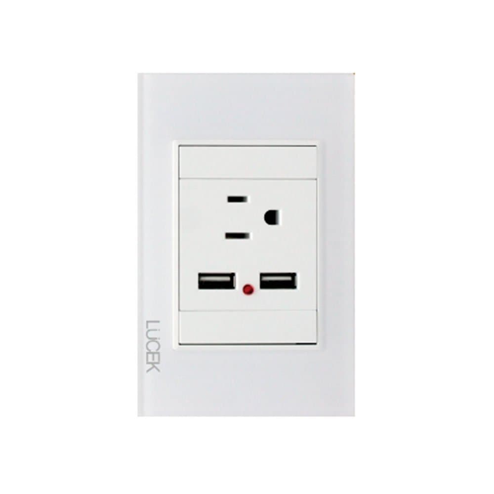 Placa cristal con 1 contacto y 2 entradas USB BP05CBB-LUCEK
