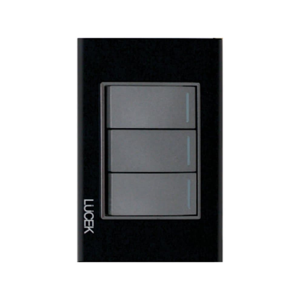 Placa cristal con 3 interruptores sencillos 1 módulo BP03CNN - LUCEK