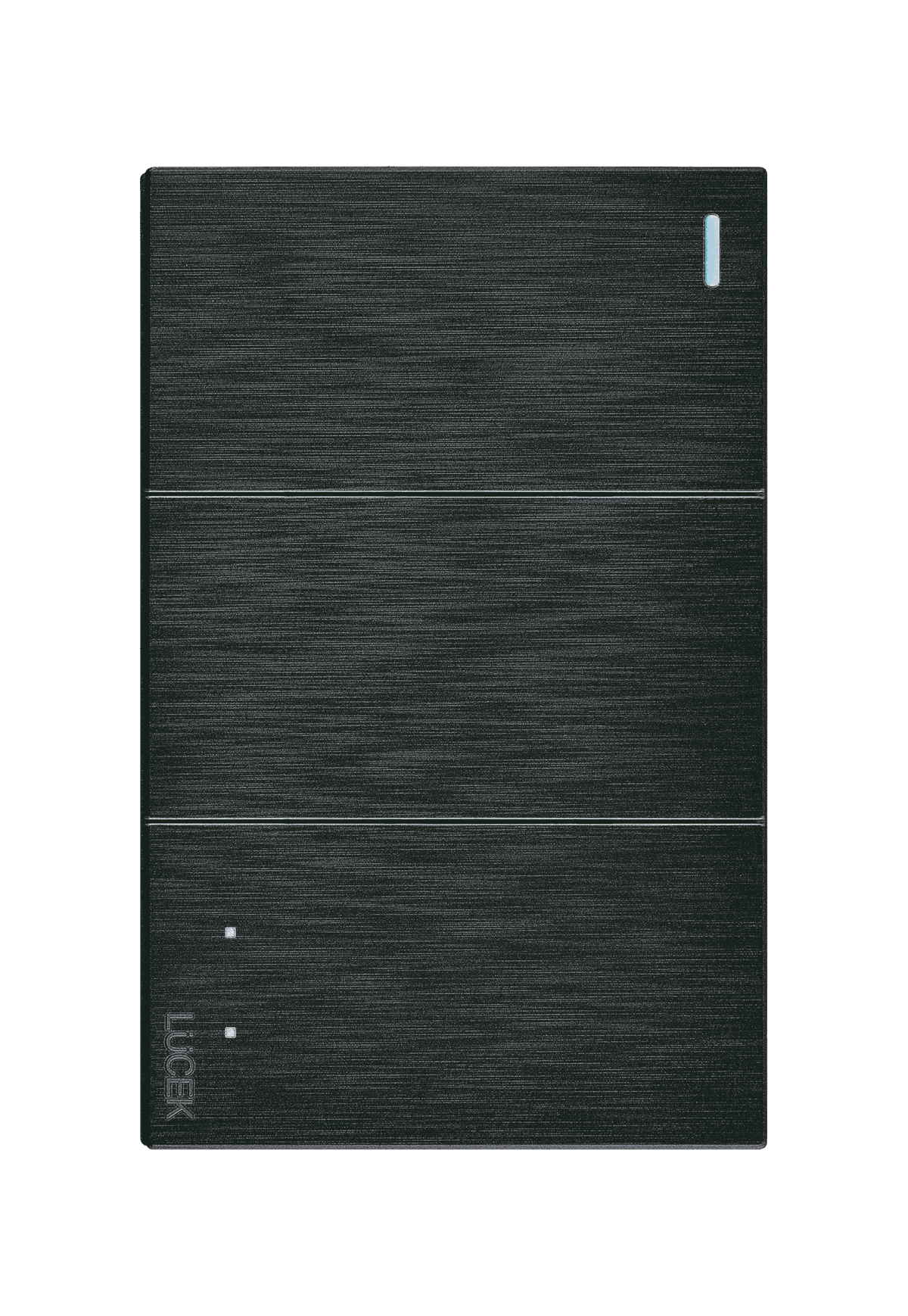 Placa metálica con dos interruptores sencillos y uno de escalera negro BF03/3N- FLAT LUCEK
