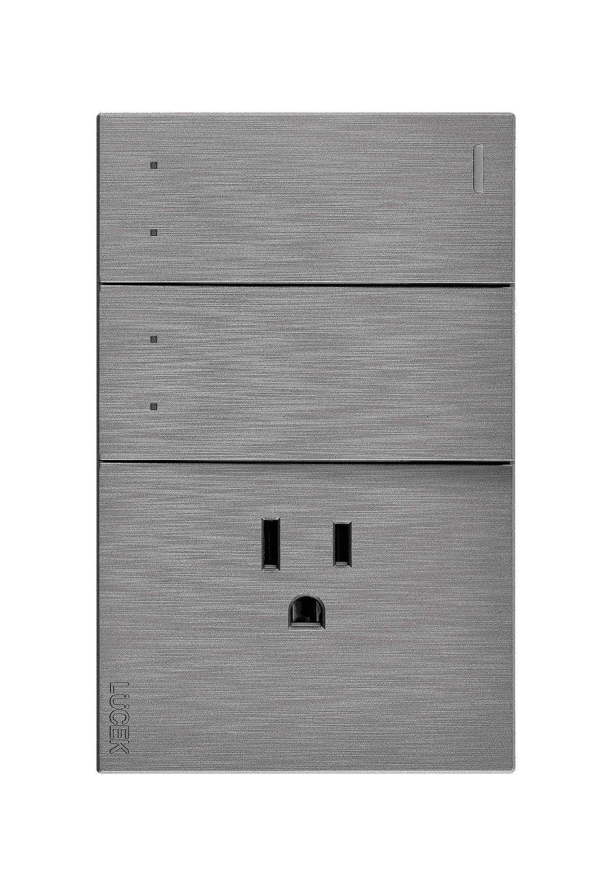 Placa metálica con dos interruptores de escalera y con un contacto plateado BF13P- FLAT LUCEK